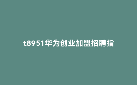 t8951华为创业加盟招聘指南